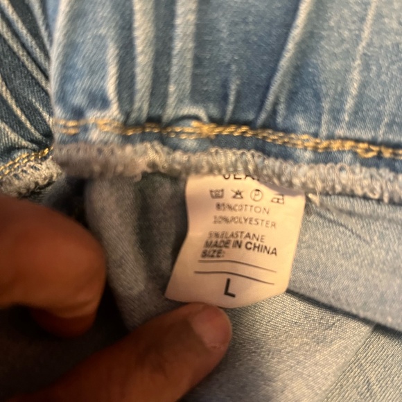 Casual Pull-on Distressed Stretch Jeans Elastic Waist Jean Denim Joggers Pants - Picture 5 of 7